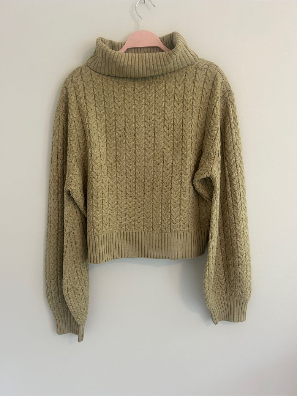 WeWoreWhat Cable Knit Turtleneck Sweater Size L Chunky Knit Fall